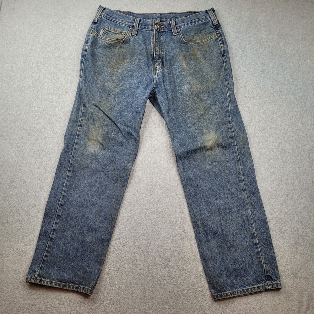 Carhartt Relaxed Fit Jeans Men 36x30 Blue B460 DPS Heavy Duty Workwear Denim